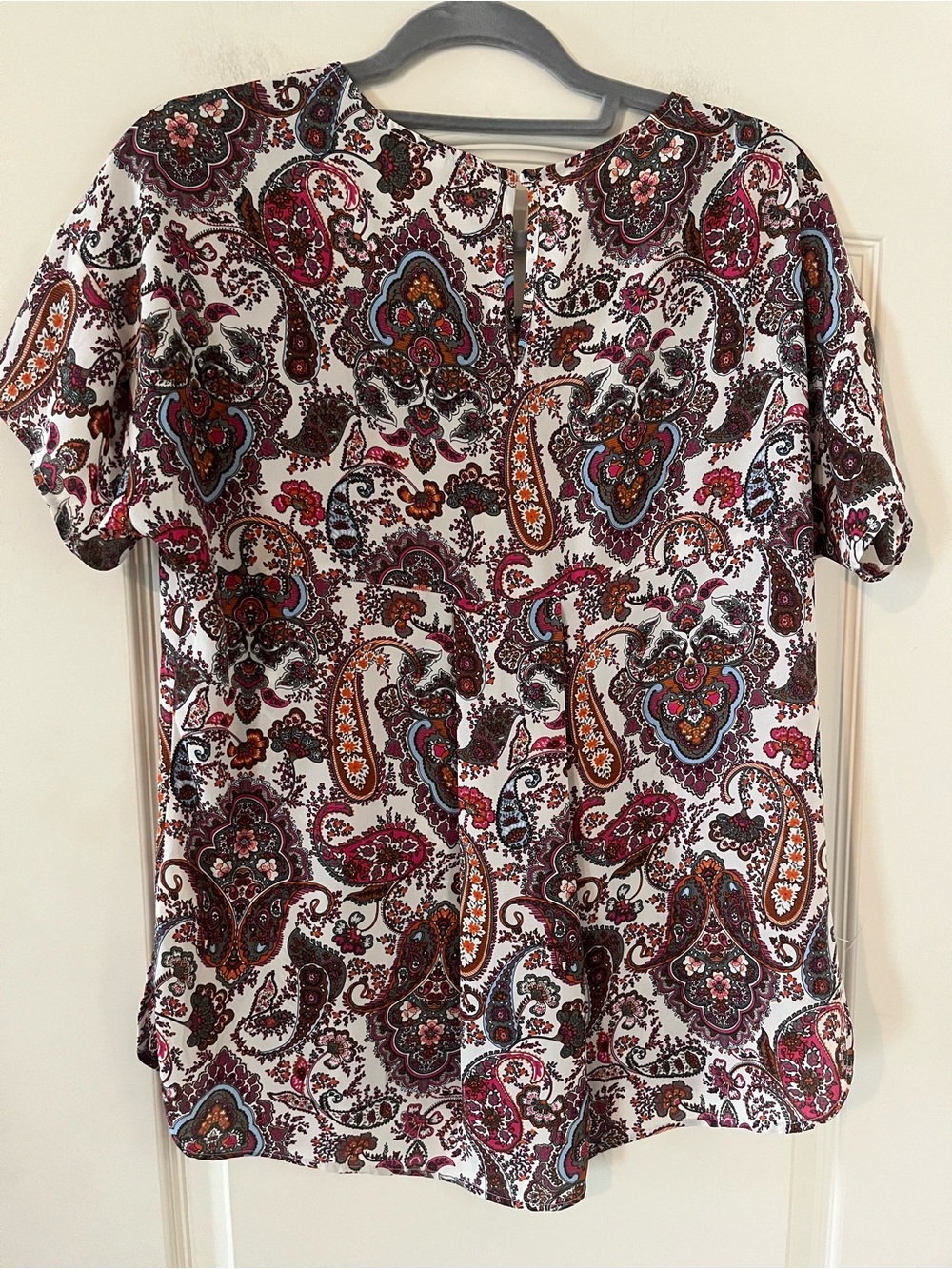 DR2 Paisley Short Sleeve Blouse Scoop Neck Women’s Size Medium - Picture 6 of 15